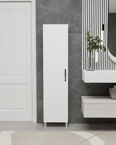 Kapı Arkası Tek kapaklı 5 Raflı Çok Amaçlı İnce Organizatör Banyo Mutfak Kiler Ardiye Boy Dolabı ürün görseli 1