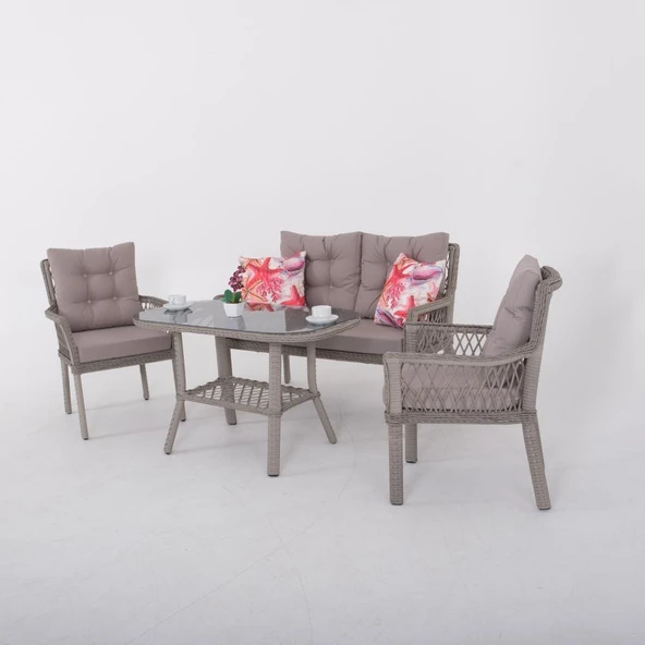 Fusion İkili Rattan Bahçe Oturma Grubu | Gri | Rehome ürün görseli 1