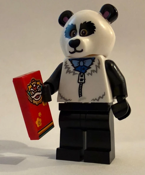 Orjinal Lego Minifigür Chinese New Year Panda Guy Costume with Nian Tile ürün görseli 1