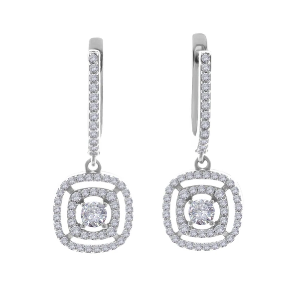 Taşlı Baget 14 Ayar Altın Küpe 2,5 Cm ürün görseli 1