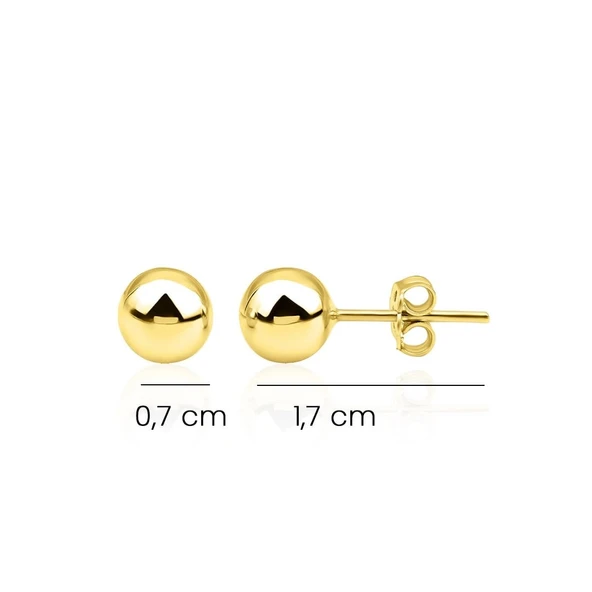 Düz Top Küpe 14 Ayar Altın - Resim 2