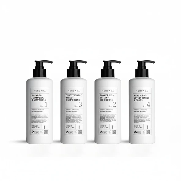 Mercada Beyaz No1 Shampoo 380 ml+No2 Shower Gel 380 ml No3 Conditioner 380 ml+No4 Hand&Body Lotion 380ml ürün görseli 1