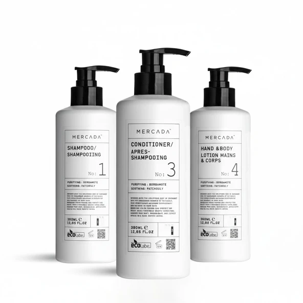 Mercada Beyaz No1 Purifying and Soothing Shampoo 380ml+No3 Conditioner 380ml+No4 Hand&Body Lotion 380ml ürün görseli 1