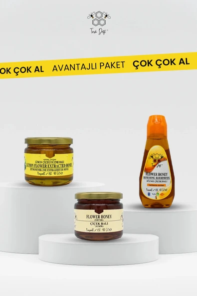 Toros Dağı Avantajlı Paket - Kekik Balı 400 gr - Limon Çiçeği Balı 400 gr - Pratik Kapak Çiçek Balı 400 gr ürün görseli 1