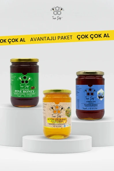 Toros Dağı Avantajlı Paket - Süzme Çiçek Balı 860 gr - Çörek Otu Balı 860 gr - Çam Balı 860 gr ürün görseli 1
