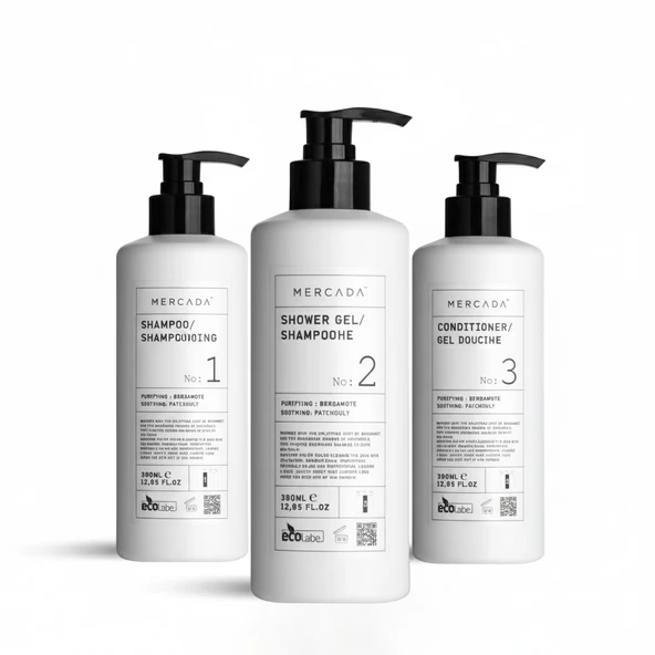 Mercada Beyaz No1 Purifying and Soothing Shampoo 380 ml +  No2 Shower Gel 380 ml + No3 Conditioner 380 ml ürün görseli 1