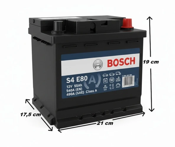 Bosch S4 E80 12 V 55Ah 540 A (EN)  EFB Akü - Resim 2