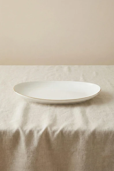 Ceyda | Altın Kenarlı Porselen Kayık Tabak (25 cm) ürün görseli 1