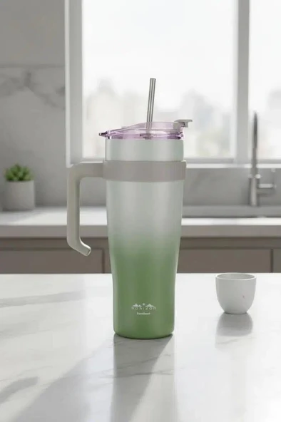 Horizon Pipetli Termos Bardak Yeşil 1000ml B6836 ürün görseli 1