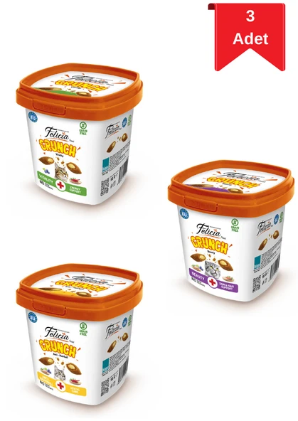 Felicia Crunch Tavuklu, Somonlu Ve Sığır Etli Kedi Ödül Maması 100 Gr X 3 Adet Karışık ürün görseli 1