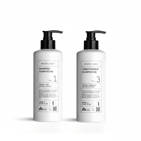 Mercada Beyaz No1 Purifying and Soothing Shampoo 380 ml +  No 3 Conditioner 380 ml ürün görseli 1