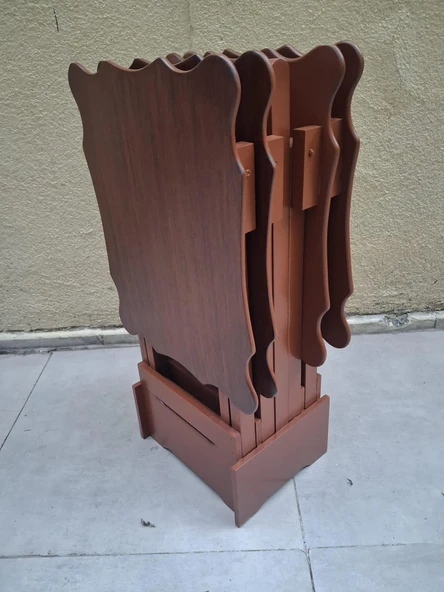 Zigon Çanta  90560 Sehpa Dikdörtgen Model Kayın Torna Parlak Ceviz Boya El Yapım ürün görseli 1