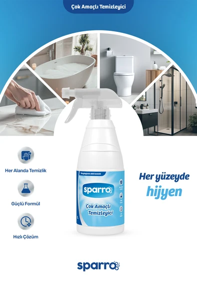 Sparro Clean Ultra Güçlü Çok Amaçlı Temizleyici 1000ml - Yağ,Kir ve Kireç Çözücü Profesyonel Formül ürün görseli 1