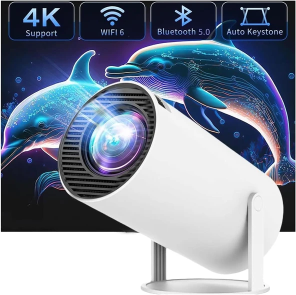 Rose Projektör, WiFi 6 ve BT 5.0 özellikli Taşınabilir Projektör, 40"-130" Ekran ürün görseli 1