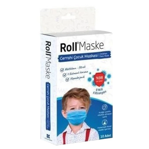 Roll Maske Çocuk Maskesi 10 Adet - Erkek ürün görseli 1
