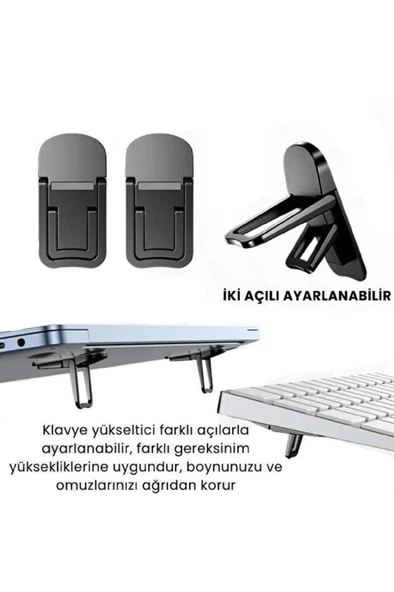 1 Çift Mini Laptop Standı 2 Kademe Yükseklik Ayarlı Tablet Macbook Telefon Tutucu Yükseltici Ayak 3