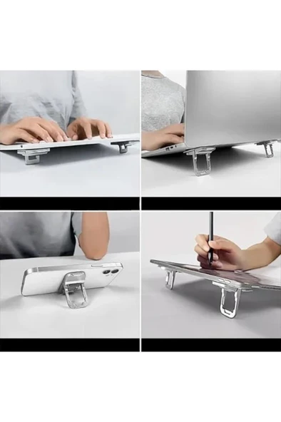1 Çift Mini Laptop Standı 2 Kademe Yükseklik Ayarlı Tablet Macbook Telefon Tutucu Yükseltici Ayak 2