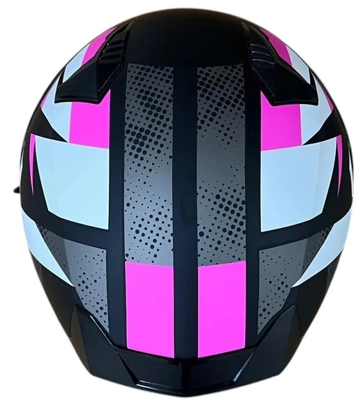 NERO KASK ÇENESİZ 528 MAT SİYAH - PEMBE C1 - Resim 2