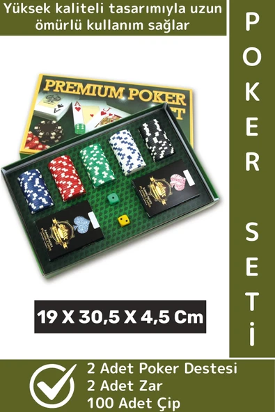 Luxery Texas Holdem Casino Blackjack 100 Poker Çipi 2 İskambil Kağıdı Premium Kutu Poker Oyunu Seti ürün görseli 1