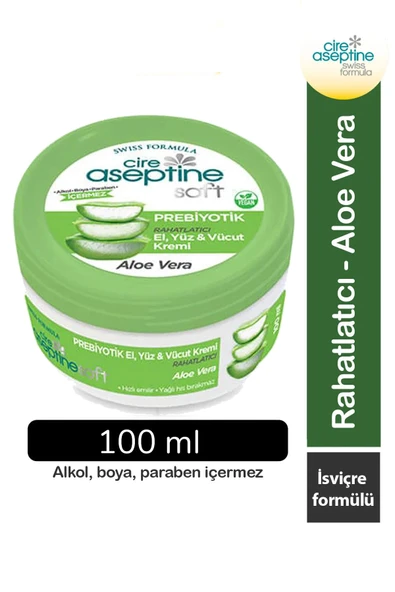 Cire Aseptine Soft Aloe Vera Özlü Yatıştırıcı Besleyici Prebiyotikli Krem 100 ml ürün görseli 1