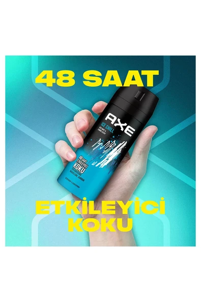 3 Adet Axe Ice Chill Erkek Deodorant Sprey 150 ml - Resim 3
