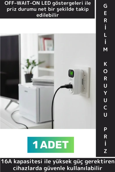 Premium Ev Ofis Montaj Gerektirmeyen Tak Çalıştır Akıllı Gecikme Sistemli Gerilim Koruyucu Priz ürün görseli 1