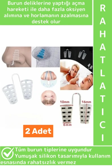 Özel Model Rahat Nefes Alıp Verme Horlama Azaltıcı Uyku Bozukluğu Önleyen Burun Delik Aparatı 2 Adet ürün görseli 1