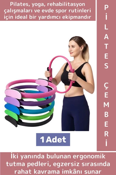 Dayanıklı Fitness Aerobik Bacak Kol Kalça Karın Kas Şekillendiren Güçlendiren Esnek Pilates Çemberi ürün görseli 1