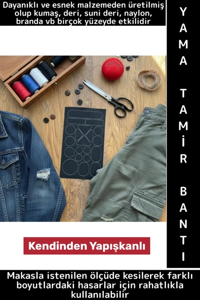 Kendinden Yapışkanlı Kumaş Suni Deri Naylon Çanta Mont Ayakkabı Otomobil Döşeme Yama Tamir Bantı Set ürün görseli 1