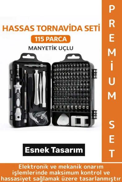 Premium Küçük Elektronik Tamirat Onarım Manyetik Uçlu Esnek Hassas Tornavida Seti 115 Parça ürün görseli 1