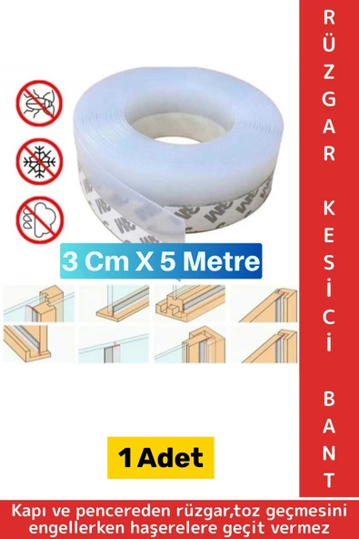 Özel Üretim Kapı Altı Pencere Rüzgar Toz Isı Böcek Haşere Önleyen Rüzgar Kesici Bant 3 Cm X 5 Metre ürün görseli 1