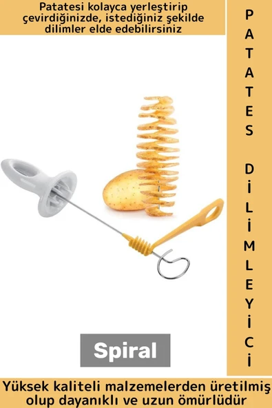 Ergonomik Tutuş Dayanıklı Uzun Ömürlü Kızartma Garnitür Eğlenceli Pratik Spiral Patates Dilimleyici ürün görseli 1