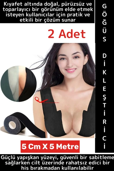 Göğüs Toparlayıcı Sabitleyici Dikleştirici Şekillendirici Esnek Yapışkan Bant 5 Cm X 5 Metre 2 Adet ürün görseli 1