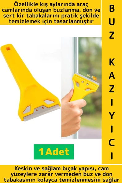 Ergonomik Kolay Tutuş Keskin Bıçaklı Otomobil Don Sert Kir Tabakası Cam Yapışkan Bant Buz Kazıyıcı ürün görseli 1