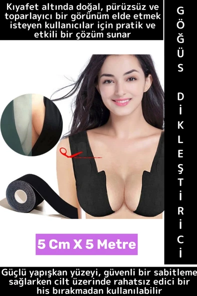 İç Göstermez Göğüs Toparlayıcı Sabitleyici Dikleştirici Şekillendirici Yapışkan Bant 5 Cm X 5 Metre ürün görseli 1