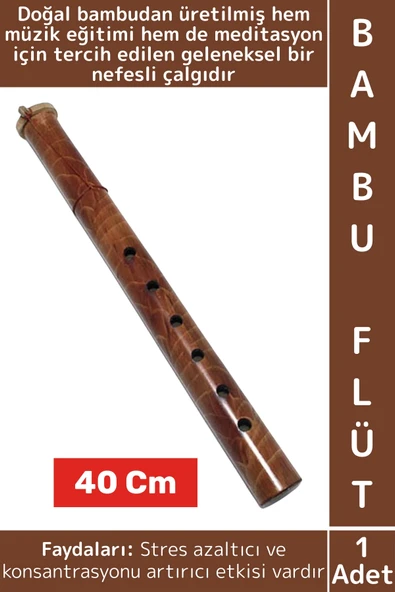 Premium Hobi Müzik Meditasyon Geleneksel Nefesli Çalgı Çok Şık Dayanıklı Doğal Bambu Flüt 40 Cm ürün görseli 1