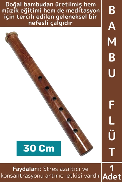 Premium Hobi Müzik Meditasyon Geleneksel Nefesli Çalgı Çok Şık Dayanıklı Doğal Bambu Flüt 30 Cm ürün görseli 1
