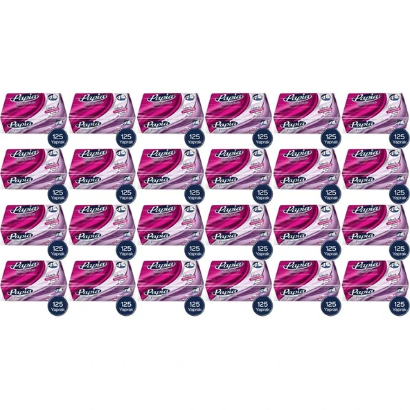 Papia Platinum Pratik Mendil 125 Yaprak (4 Katlı) 3000 Yaprak (24PK*125) ürün görseli 1