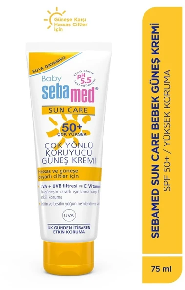 Sebamed Baby Sun Care Suya Dayanıklı SPF 50+ Çok Yönlü Koruyucu Bebek Güneş Kremi 75 ML ürün görseli 1