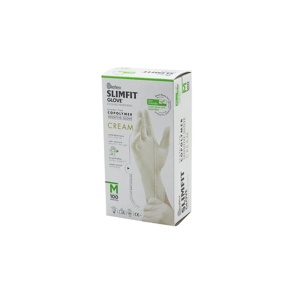 REFLEX SLİMFİT GLOVE KOD-029 M KREM PUDRASIZ MUAYENE ELDİVEN 100LÜ (5250) ürün görseli 1