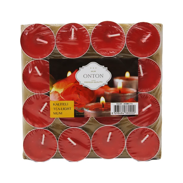 16 PARÇA  KIRMIZI TEA LİGHT YUVARLAK MUM (5250) ürün görseli 1