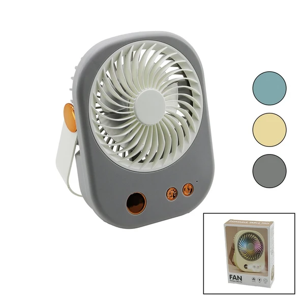 IŞIKLI MİNİ FAN MASA ÜSTÜ USB ŞARJLI 2İN1 KULP=TAŞIMA - DURUŞ 3 KADEME HIZ 15.5X12CM BJJ-565 (5250) ürün görseli 1