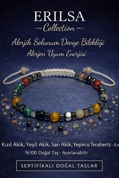 Sertifikalı Alerjik Solunum Denge Bilekliği – Kızıl Akik Yeşil Akik Sarı Akik Yeşim Terahertz Doğal ürün görseli 1