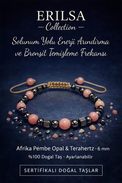 Sertifikalı Solunum Yolu Enerji Arındırma Bilekliği – Afrika Pembe Opal Terahertz 6 mm Doğal Taş ürün görseli 1