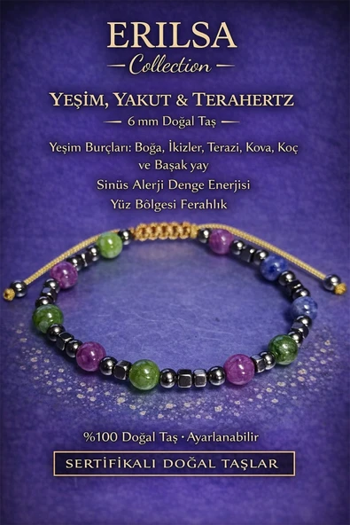 Sertifikalı Sinüs Ve Yüz Bölgesi Denge Enerji Bilekliği – Yeşim Yakut Ve Terahertz 6 Mm Doğal Taş ürün görseli 1