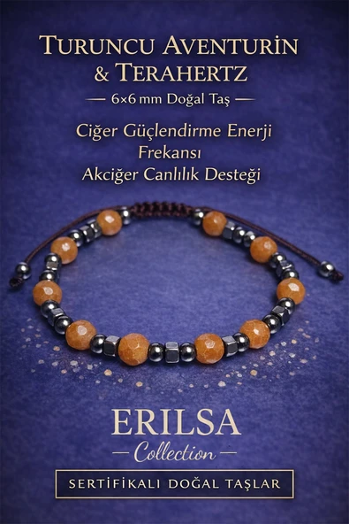 Sertifikalı Ciğer Güçlendirme Frekansı Akciğer Canlılık Destek Bilekliği – Turuncu Aventurin Doğal ürün görseli 1