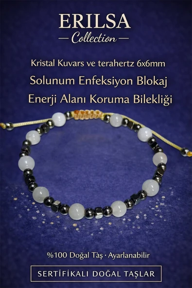 Sertifikalı Solunum Enfeksiyon Blokaj Enerji Alanı Bilekliği – Kristal Kuvars Terahertz Doğaltaş ürün görseli 1