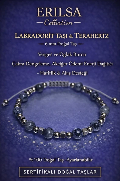 Sertifikalı Çakra Dengeleme Ve Akciğer Akış Destek Bilekliği – Labradorit Terahertz 6 Mm Doğal Taş ürün görseli 1