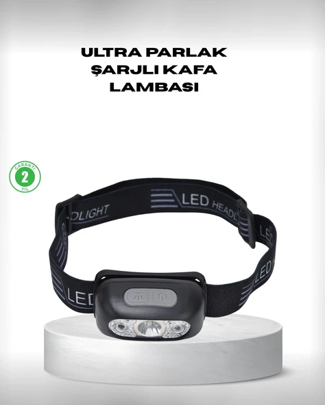 Gece Balıkçılığı İçin Ultra Parlak Şarjlı Kafa Lambası | 4 Işık Modu + USB Şarj ürün görseli 1