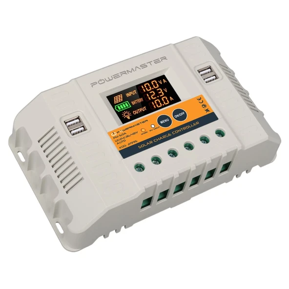 Powermaster PM-50A 12V-24V-36V-48V 50 Amper 4 USB'li Dijital Otomatik Solar Şarj Regülatörü ürün görseli 1